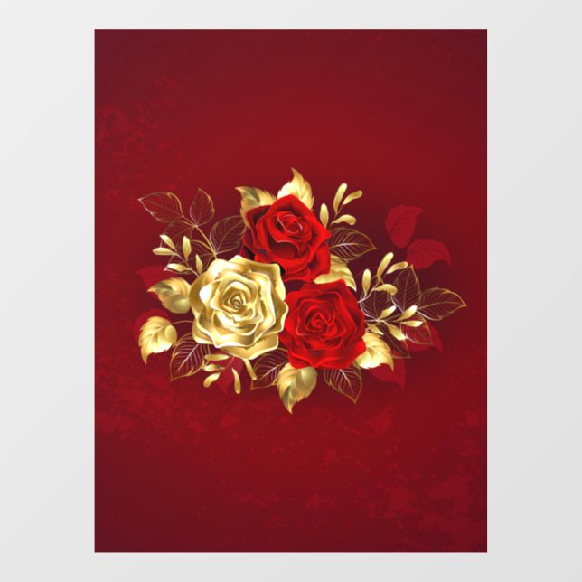 Autocollant Pour Fenêtre Trois Roses de bijoux (Feuille)