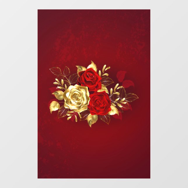 Autocollant Pour Fenêtre Trois Roses de bijoux (Feuille)
