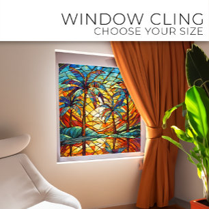 Autocollant Pour Fenêtre Tropical Island Sunset Art en verre tendu