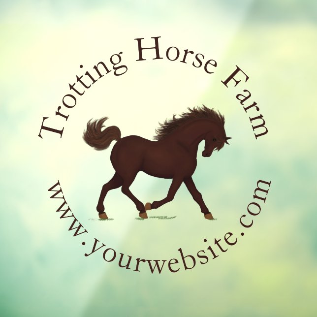 Autocollant Pour Fenêtre Trotting Brown Horse Circulaire Texte équestre (Feuille 3)