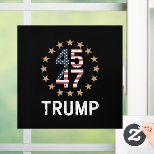 Autocollant Pour Fenêtre Trump 2024 Drapeau de l'Amérique Revenir Trump 45  (Maison)