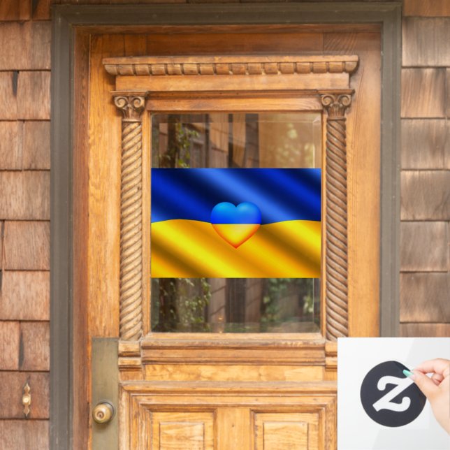 Autocollant Pour Fenêtre Ukraine - Clôture de la fenêtre du drapeau Soutien (Porte d'accueil)