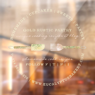 Autocollant Pour Fenêtre Ustensiles de pâtisserie à motif d'eucalyptus de b