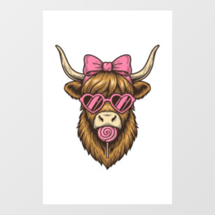 Autocollant Pour Fenêtre Vache des Highlands mignonne avec des lunettes à m