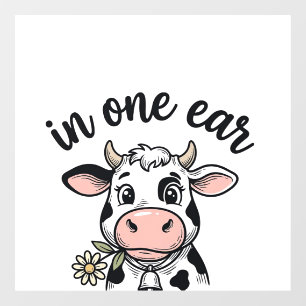 Autocollant Pour Fenêtre Vache drôle avec une oreille en moins Design de T-