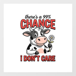 Autocollant Pour Fenêtre Vache Drôle Chance Je M'en Fiche Vintage
