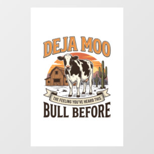Autocollant Pour Fenêtre Vache drôle Deja Moo Création de chemise western v