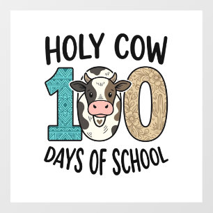Autocollant Pour Fenêtre Vache sacrée 100 jours d'école Vintage T-shirt de
