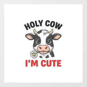Autocollant Pour Fenêtre Vache sacrée je suis mignon Gravure vintage de vac