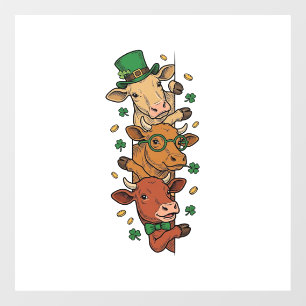Autocollant Pour Fenêtre Vaches empilées mignonnes St Patrick Gravure vinta