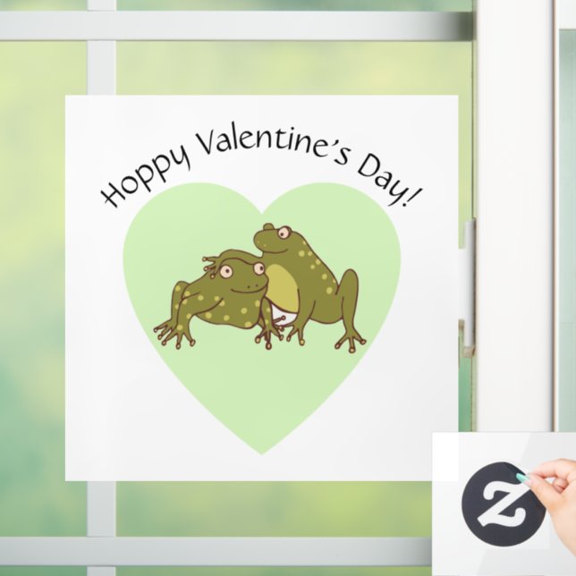 Autocollant Pour Fenêtre Valentines Jour Drôle Mignonne Grenouille-Cochon E (Maison)