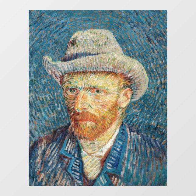 Autocollant Pour Fenêtre Van Gogh - Autoportrait avec un Casquette gris (Feuille)