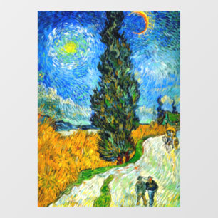 Autocollant Pour Fenêtre Van Gogh Road with Cypress and Star