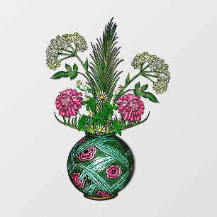 Autocollant Pour Fenêtre Vase et fleurs Art Nouveau
