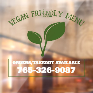 Autocollant Pour Fenêtre Vegan Friendly Menu Custom Window Cling
