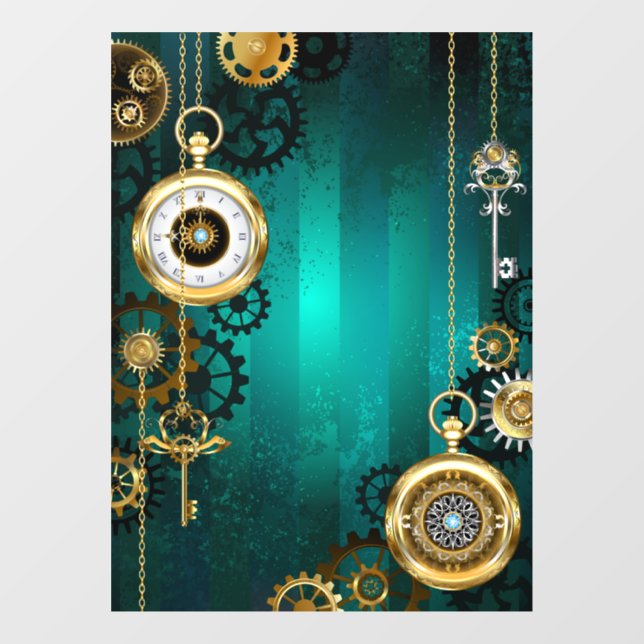 Autocollant Pour Fenêtre Veille bijoux Steampunk sur un Arrière - plan vert (Feuille)