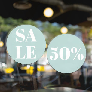 Autocollant Pour Fenêtre Vente de la fenêtre du magasin moderne Pastel Mint