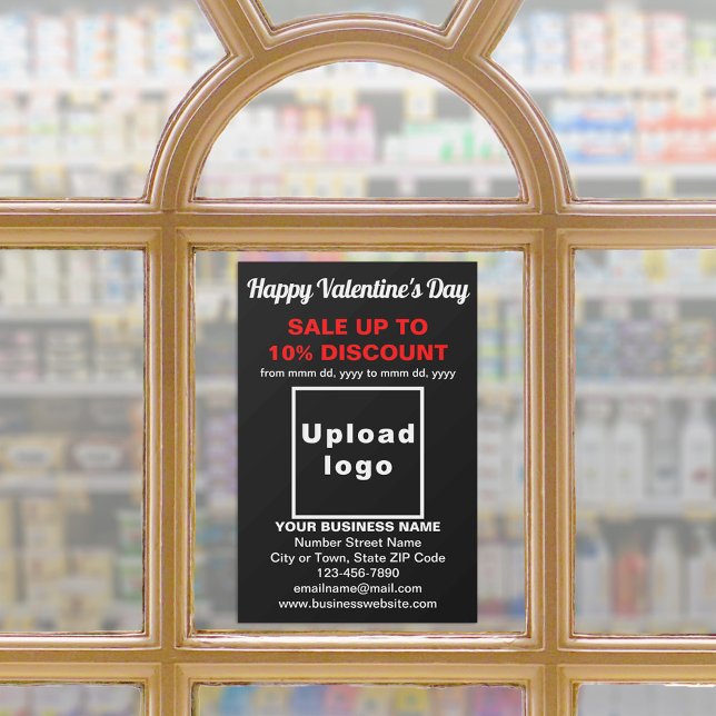 Autocollant Pour Fenêtre Vente de la Saint-Valentin entreprise sur Autocoll (Business Valentine sale on black window cling. Signage to attract more customers.)
