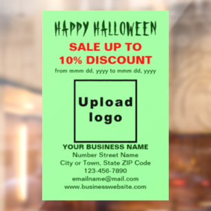 Autocollant Pour Fenêtre Vente d'Halloween d'affaires sur Vert Clair