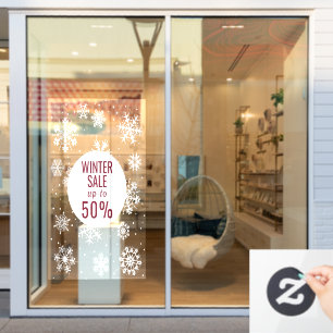 Autocollant Pour Fenêtre Vente d'hiver, flocs de neige gros