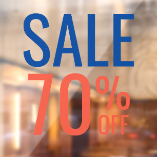 Autocollant Pour Fenêtre Vente en magasin   Affaires Moderne Bleu et Rouge