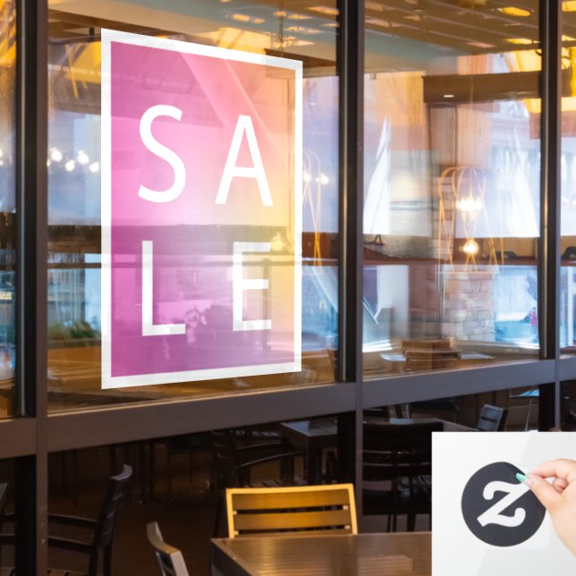 Autocollant Pour Fenêtre Vente rose Dégradé Ombre (Fenêtre du restaurant)