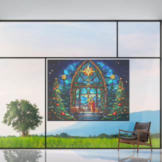 Autocollant Pour Fenêtre Verre en toile de fond Nativité Scène Noël Eglise 
