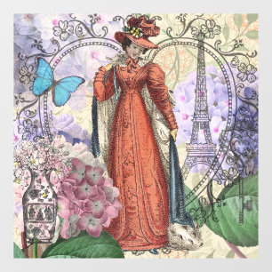 Autocollant Pour Fenêtre Victorian Femme Rouge Classy Coloré