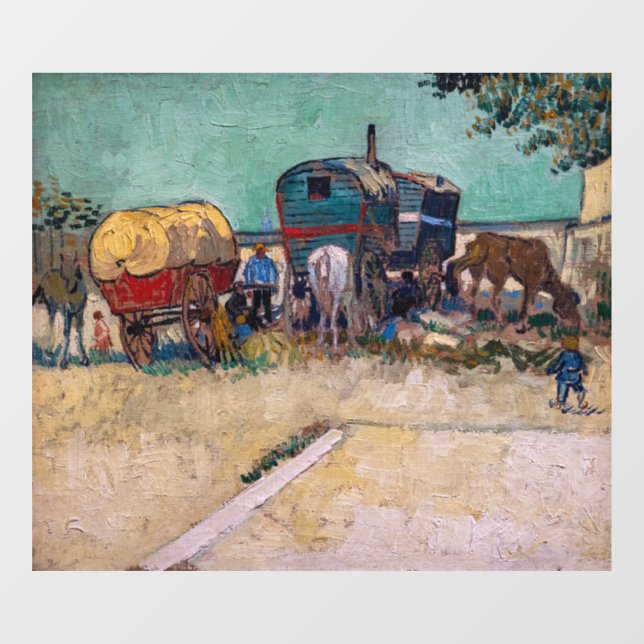 Autocollant Pour Fenêtre Vincent Van Gogh - Caravanes, Camp de Tziganes prè (Feuille)
