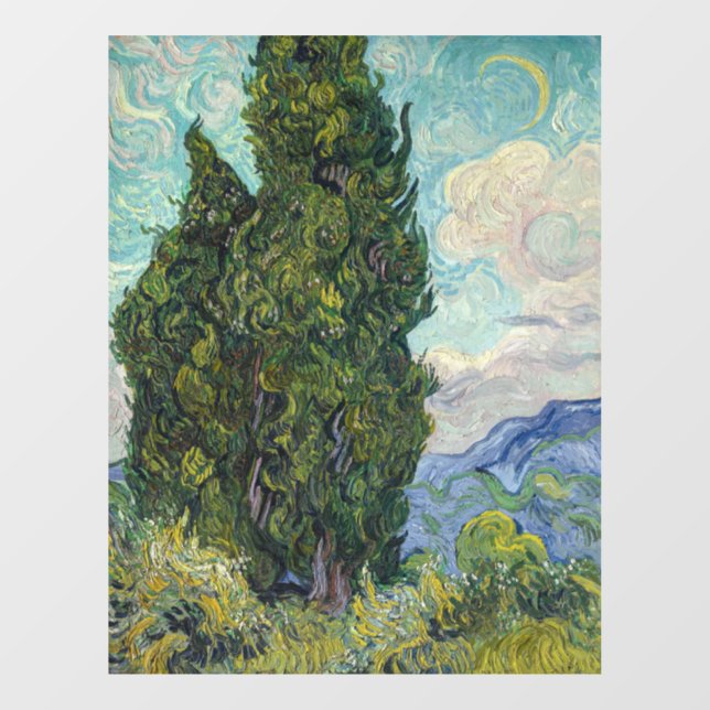 Autocollant Pour Fenêtre Vincent van Gogh - Cyprès (Feuille)