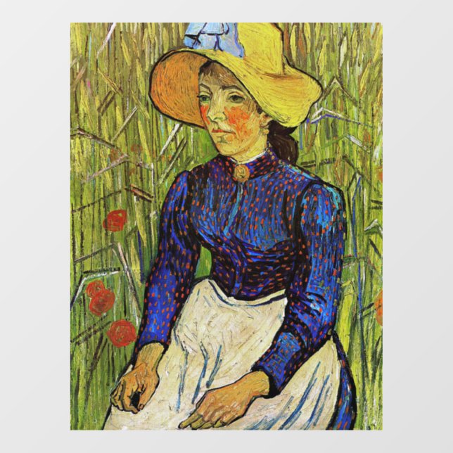 Autocollant Pour Fenêtre Vincent van Gogh - Fille paysanne en Casquette de  (Feuille)
