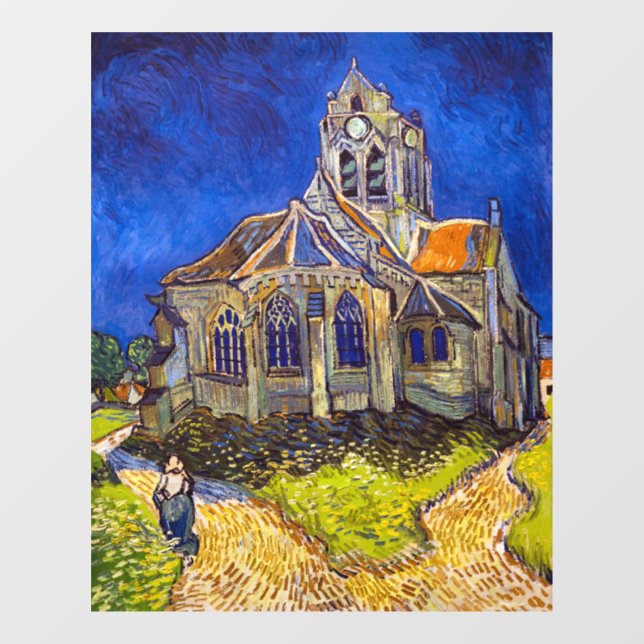 Autocollant Pour Fenêtre Vincent van Gogh - L'église d'Auvers (Feuille)