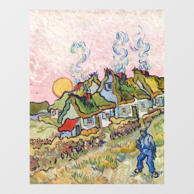 Autocollant Pour Fenêtre Vincent van Gogh - Maisons et figure (Feuille)