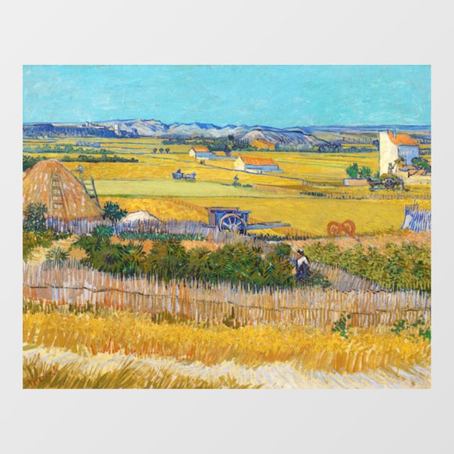 Autocollant Pour Fenêtre Vincent van Gogh - Récolte à La Crau (Feuille)