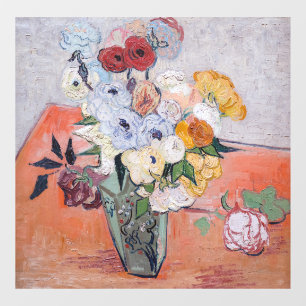 Autocollant Pour Fenêtre Vincent van Gogh - Vase avec Roses et anémones
