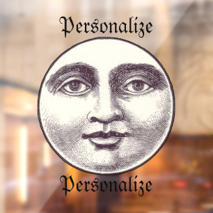 Autocollant Pour Fenêtre Vintage homme dans la pleine lune visage lune