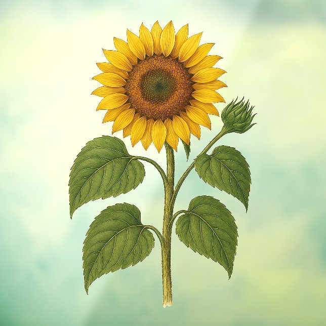 Autocollant Pour Fenêtre Vintage Sunflower (Feuille 3)