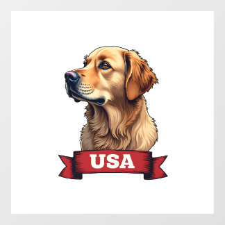 Autocollant Pour Fenêtre Vintage USA Golden Retriever Engraving Shirt 4