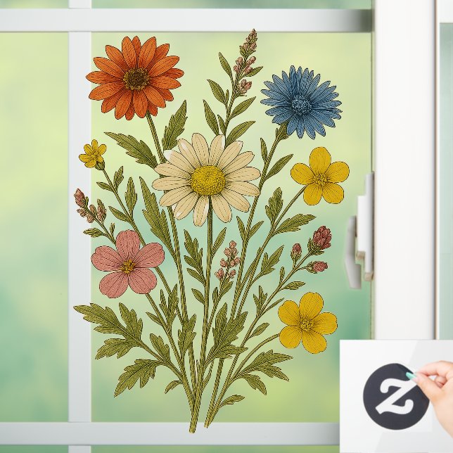 Autocollant Pour Fenêtre Vintage Wildflower (Maison)