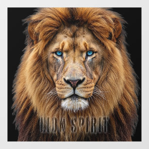 Autocollant Pour Fenêtre Visage de lion majestueux aux yeux bleus Faune A