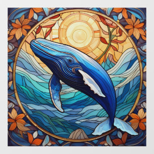 Autocollant Pour Fenêtre Vitrail de baleine à bosse