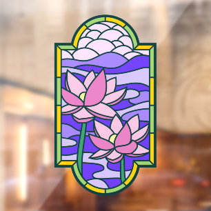 Autocollant Pour Fenêtre Vitrail Fleur de Lotus pour Intimité