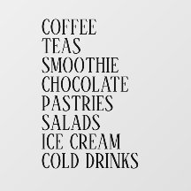 Vitrine de café, thé et salades Vinyl - Aliments t