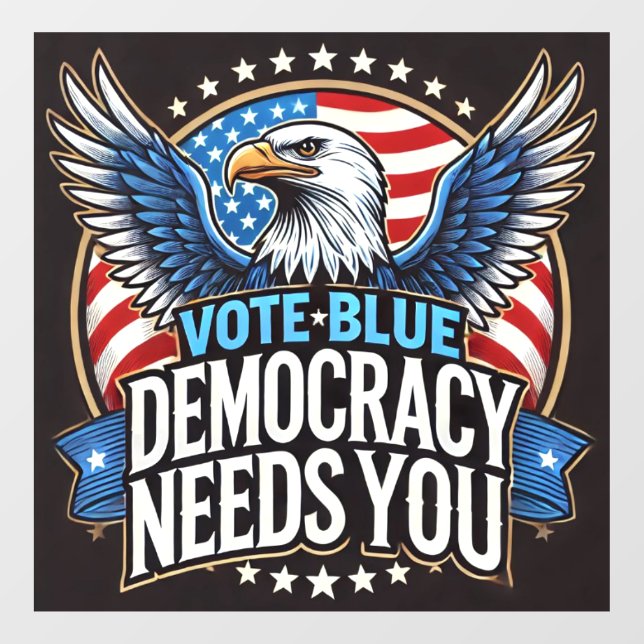 Autocollant Pour Fenêtre Vote bleu (Feuille)