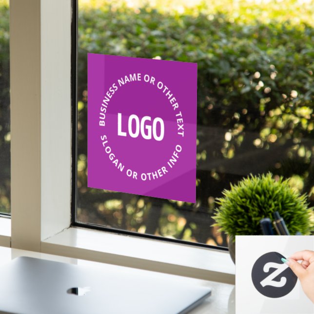 Autocollant Pour Fenêtre Votre logo et texte personnalisable | Violet pourp (Bureau)