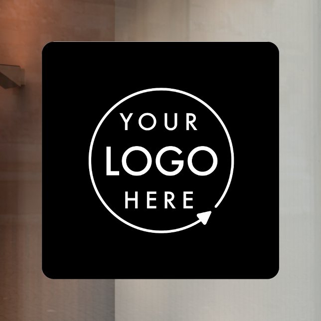 Autocollant Pour Fenêtre Votre logo | Logo de société noire Carré (Créateur téléchargé)