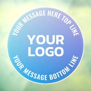 Autocollant Pour Fenêtre Votre logo   Ombre de bleu à violet et texte circu