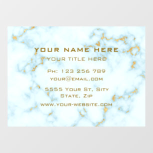Autocollant Pour Fenêtre Votre Marbre blanc Or Golden Text Clouer la fenêtr
