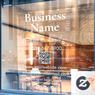Autocollant Pour Fenêtre Votre nom d'entreprise Storefront QR Code Coordonn