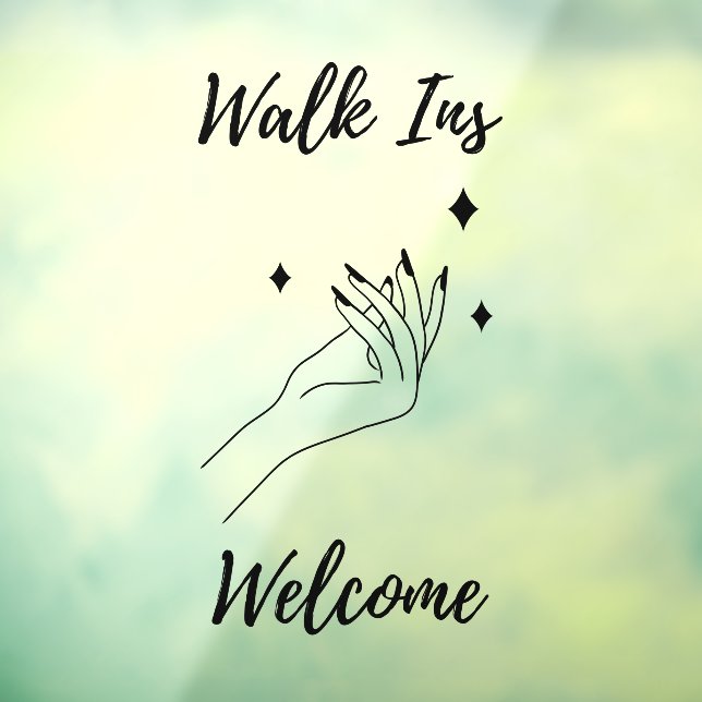 Autocollant Pour Fenêtre Walk Ins Welcome Nail Salon Noir (Feuille 3)